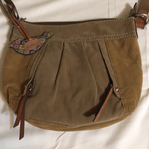 Ladies Boho Fossil shoulder bag or crossbody Tan suede - Picture 3 of 9